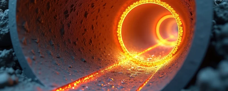 Illustrative view of a glowing light inside a pipe